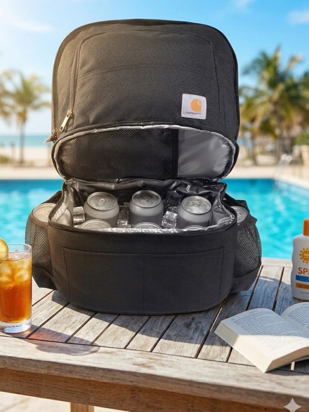 Carhartt Black 2-in-1 Backpack: Insulated Cooler +Gear Compartment-Rain Defender - Picture 14 of 14